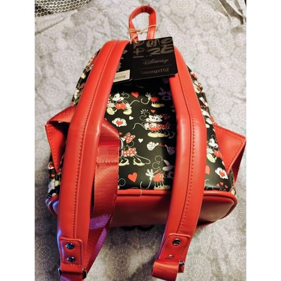 Loungefly Disney Mickey & Minnie "Love" Heart Hands Mini Backpack New with Tags - Picture 3 of 7